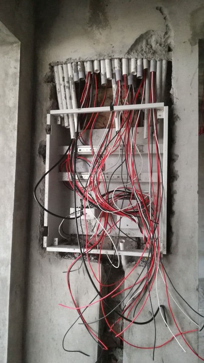 Wiring before the conduits are closed